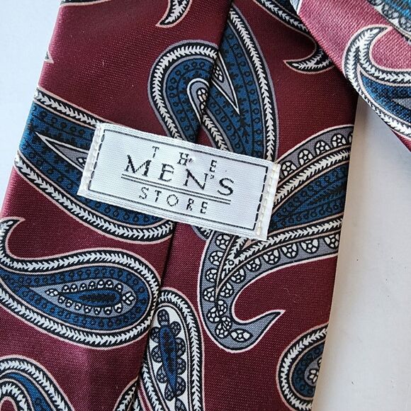 Vintage Tie The Mens Store Necktie Burgundy Paisley Polyester 3.5"x58" - Picture 3 of 5